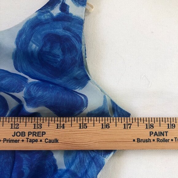 Vintage 60s Party Cocktail Sheath Dress Small Blue Floral Chiffon Swing Mad Men - Picture 11 of 13